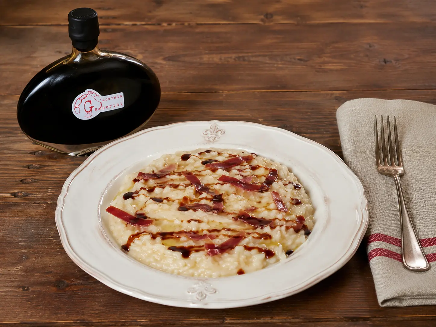 Risotto taleggio e speck con Aceto Balsamico Gamberini 25 anni