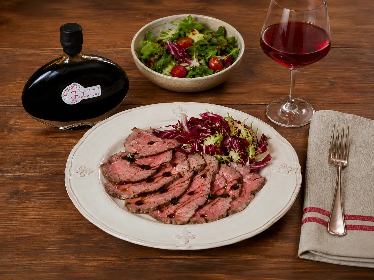 Roast beef tiepido con Aceto Balsamico Gamberini 25 anni